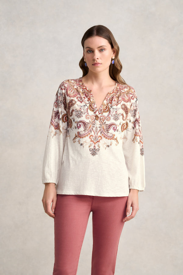Printed Jersey Top - Intricate Paisley