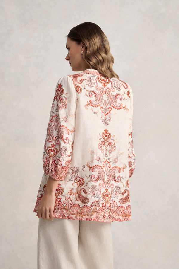 Printed French Linen Kaftan – Intricate Paisley