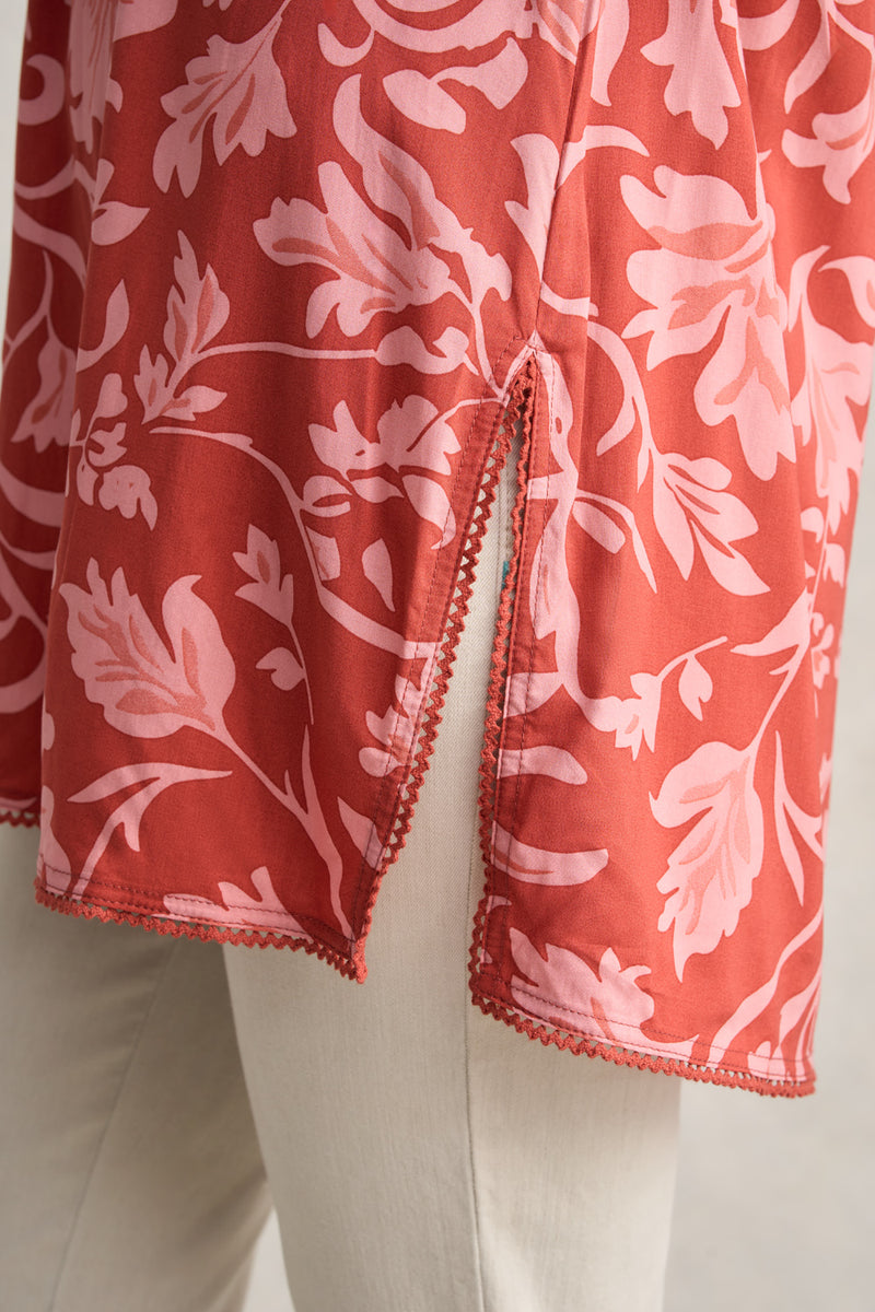 Trim Detail Kaftan – Rosewood Print