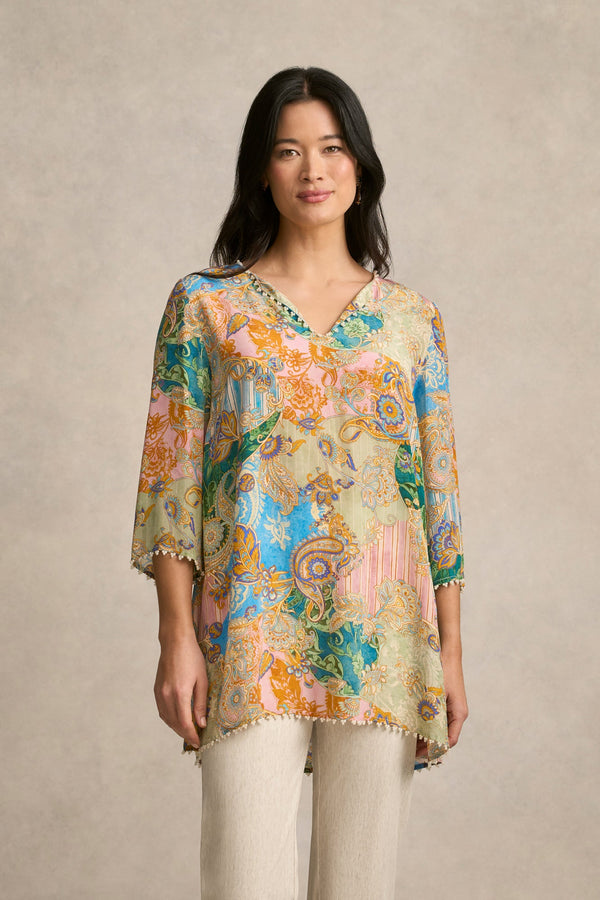 Beaded Silk Kaftan - Paisley Medley