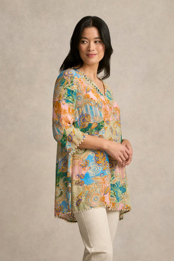 Beaded Silk Kaftan - Paisley Medley