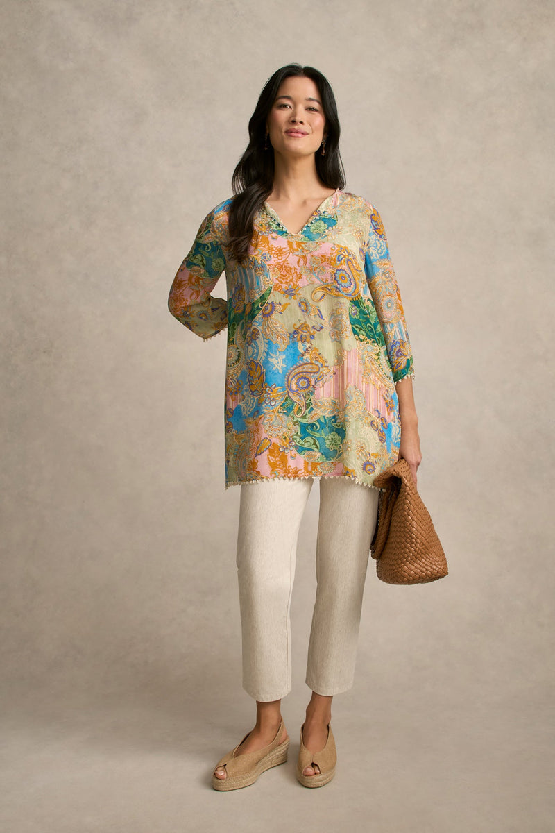 Beaded Silk Kaftan - Paisley Medley