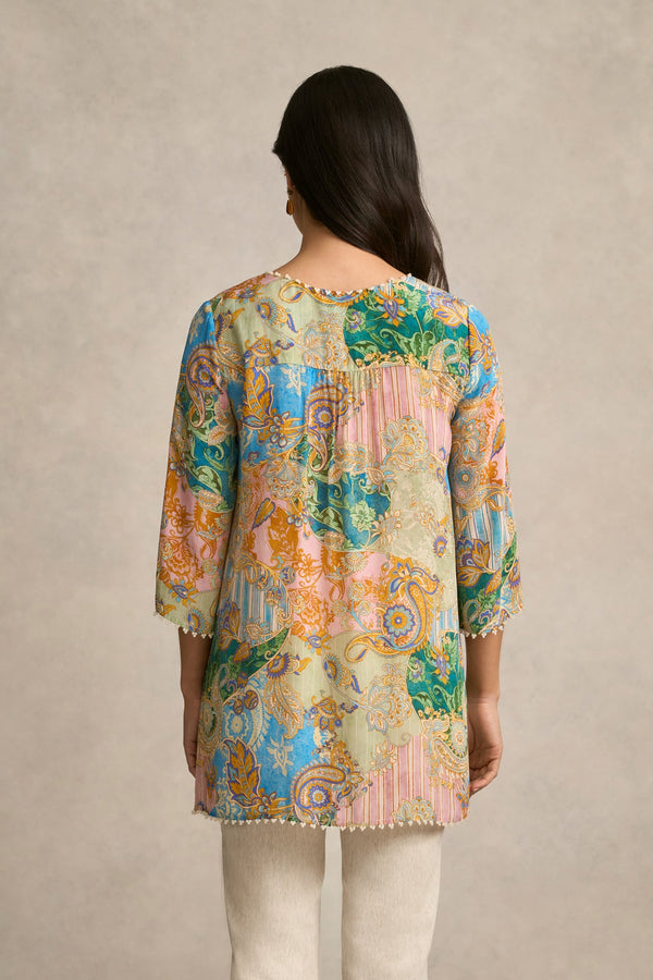 Beaded Silk Kaftan - Paisley Medley