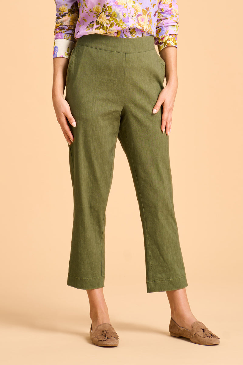 Ankle Length Tapered Pant - Olive