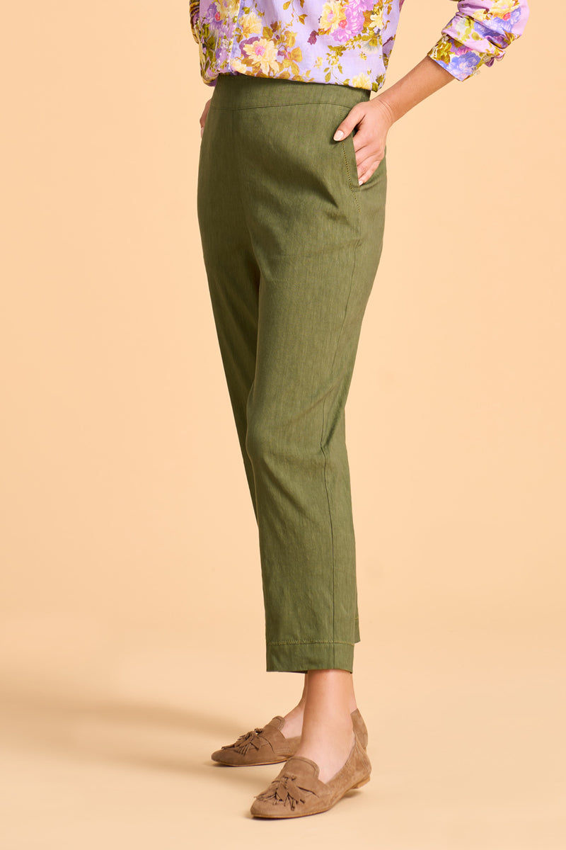 Ankle Length Tapered Pant - Olive