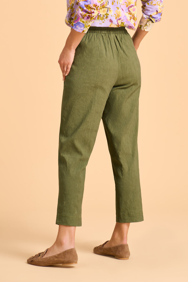 Ankle Length Tapered Pant - Olive