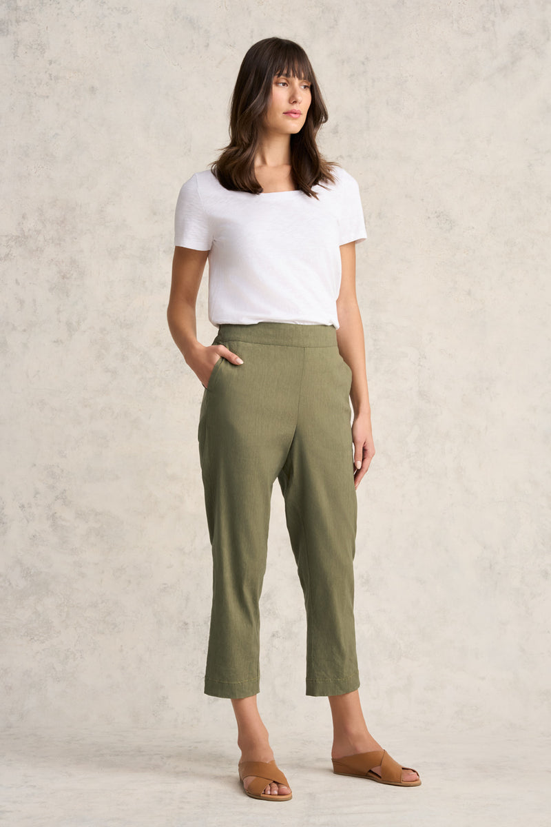Ankle Length Tapered Pant - Khaki