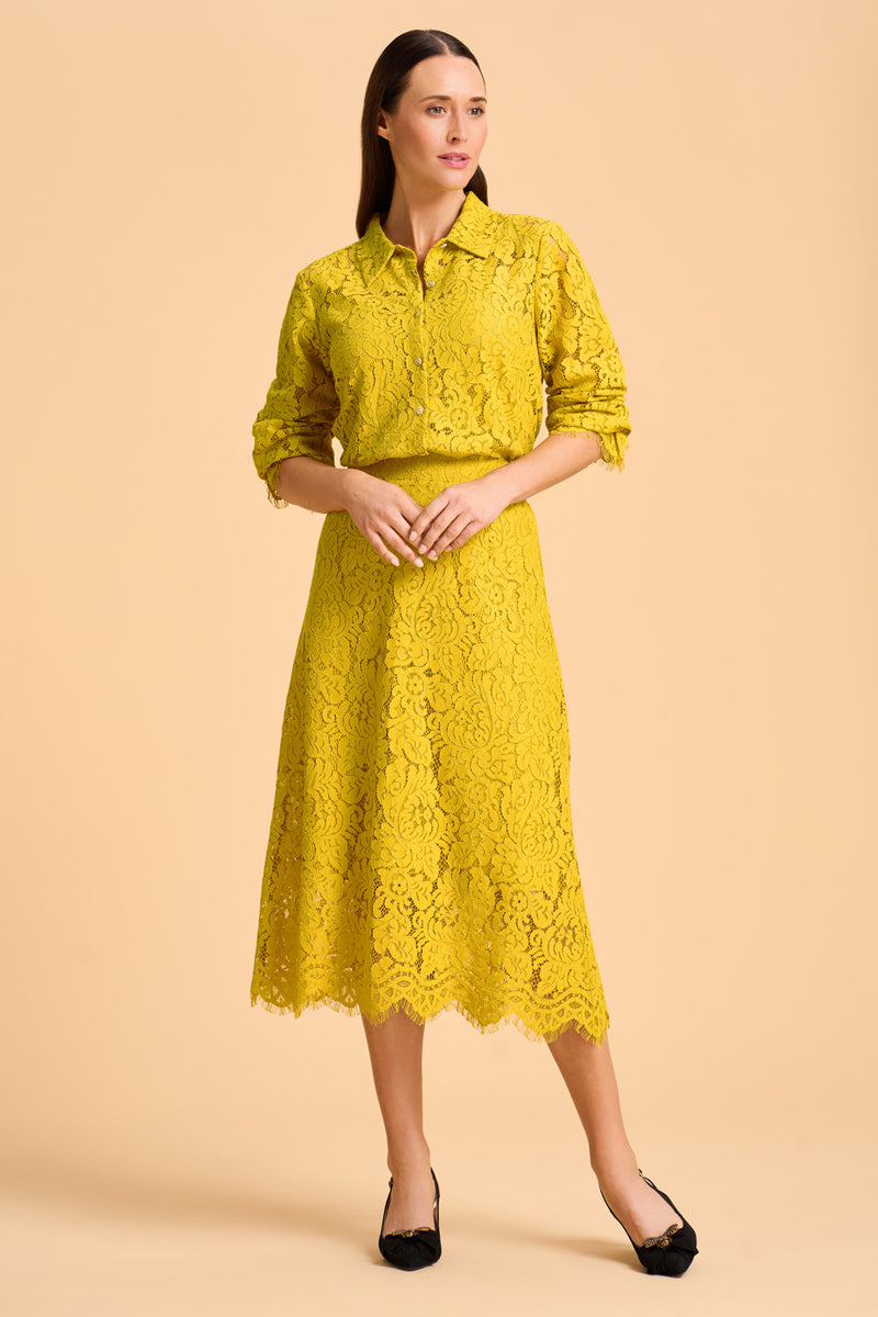 ALine Lace Midi Skirt Blue Illusion