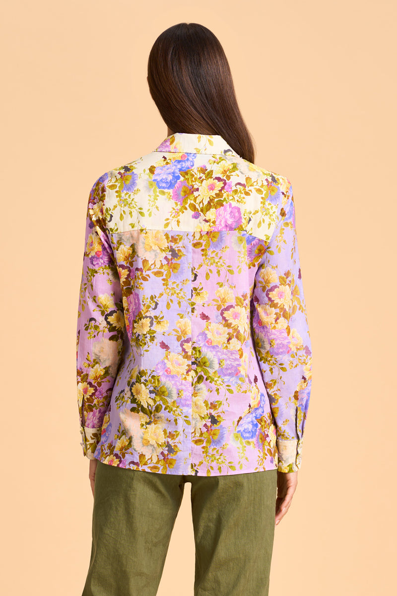 Beaded Mixed Print Shirt - Chantilly Mix Print