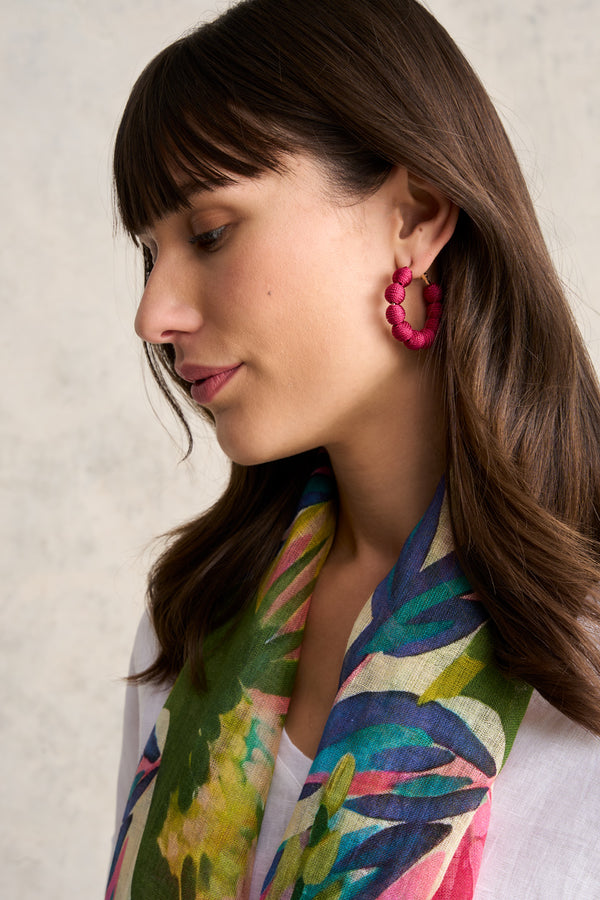 Fuchsia Bauble Hoop Earrings