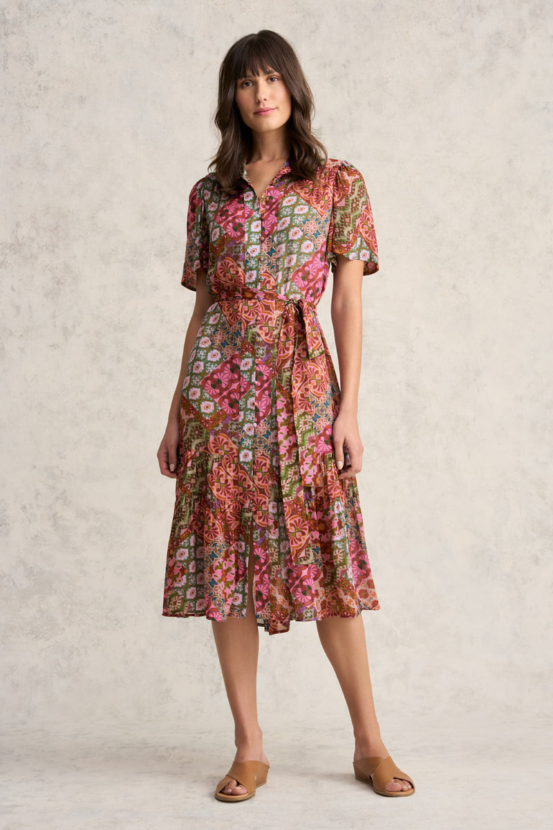 Georgette Flutter Sleeve Dress - Marrakesh Print