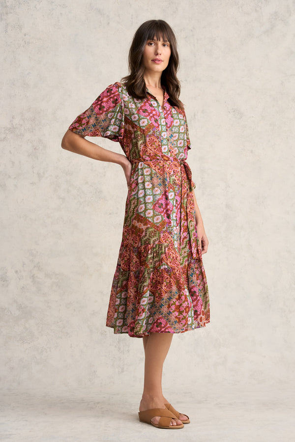 Georgette Flutter Sleeve Dress