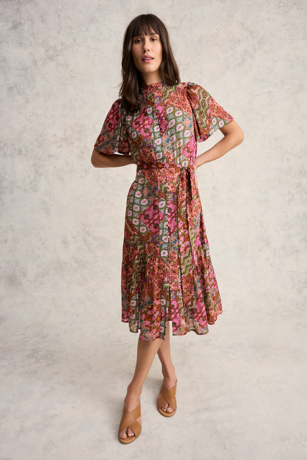 Georgette Flutter Sleeve Dress