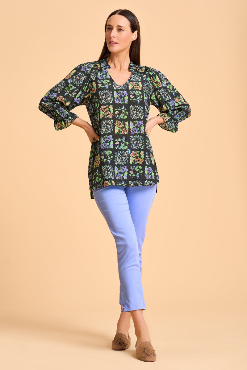 Printed Frill Detail Tunic - Butterfly Garden Print
