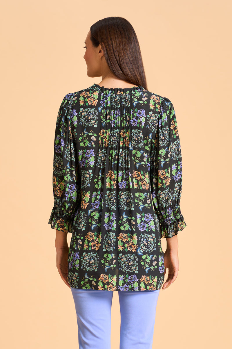 Printed Frill Detail Tunic - Butterfly Garden Print