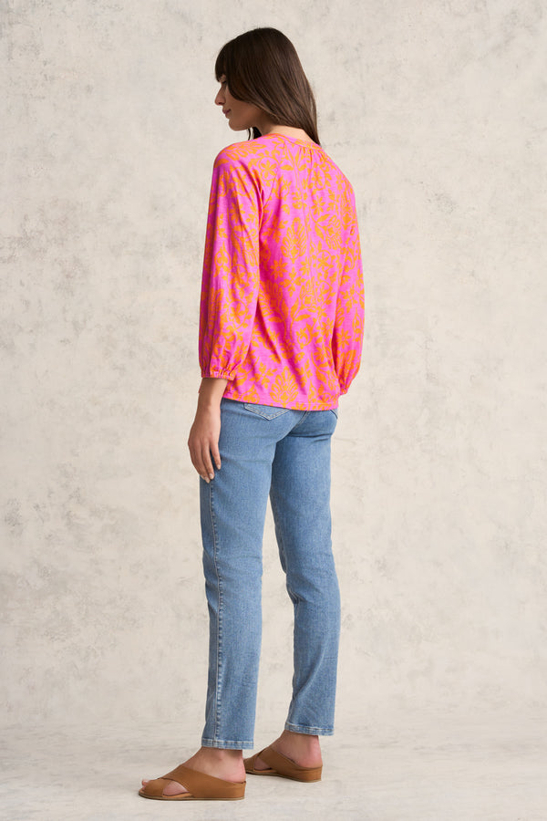 Printed Jersey Top - Pink Orange Print