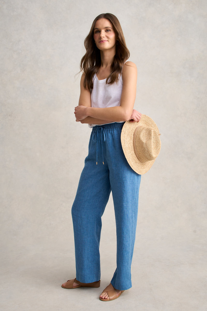 Wide Leg Full Length Pant – Denim Chambray