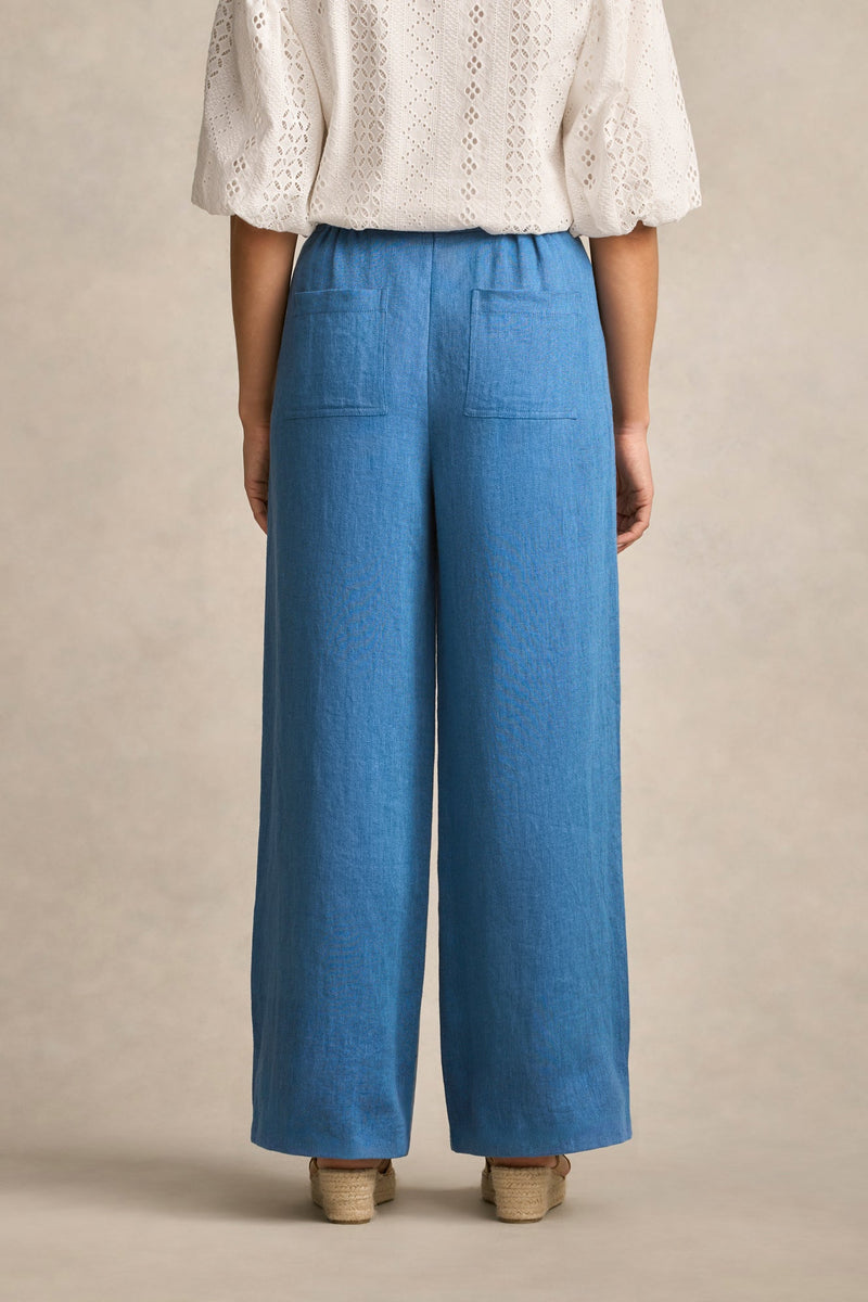 High Waist Twill Pant - Mid Blue Chambray