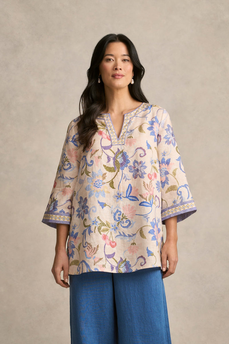 Printed Linen Tunic - Mosaic Print