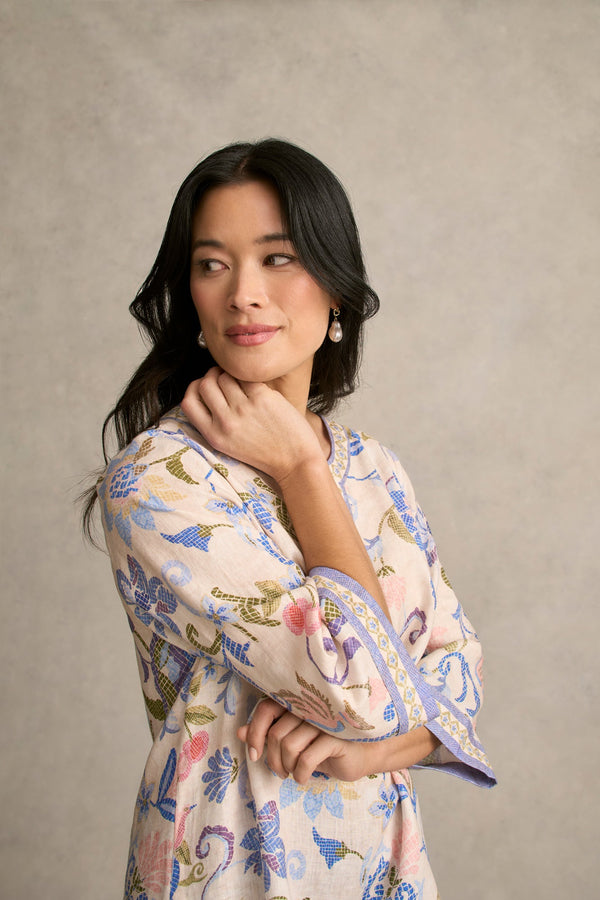 Printed Linen Tunic - Mosaic Print