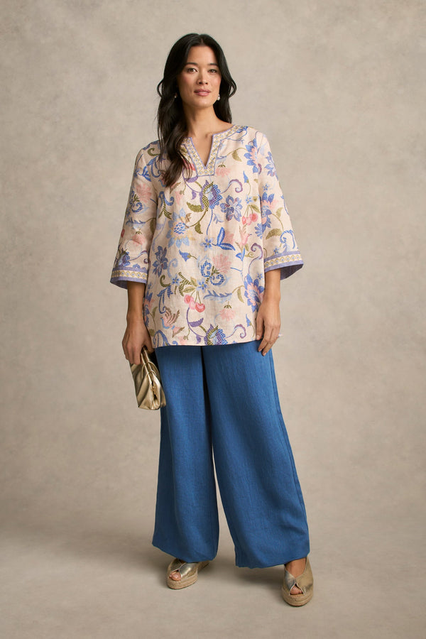 Printed Linen Tunic - Mosaic Print