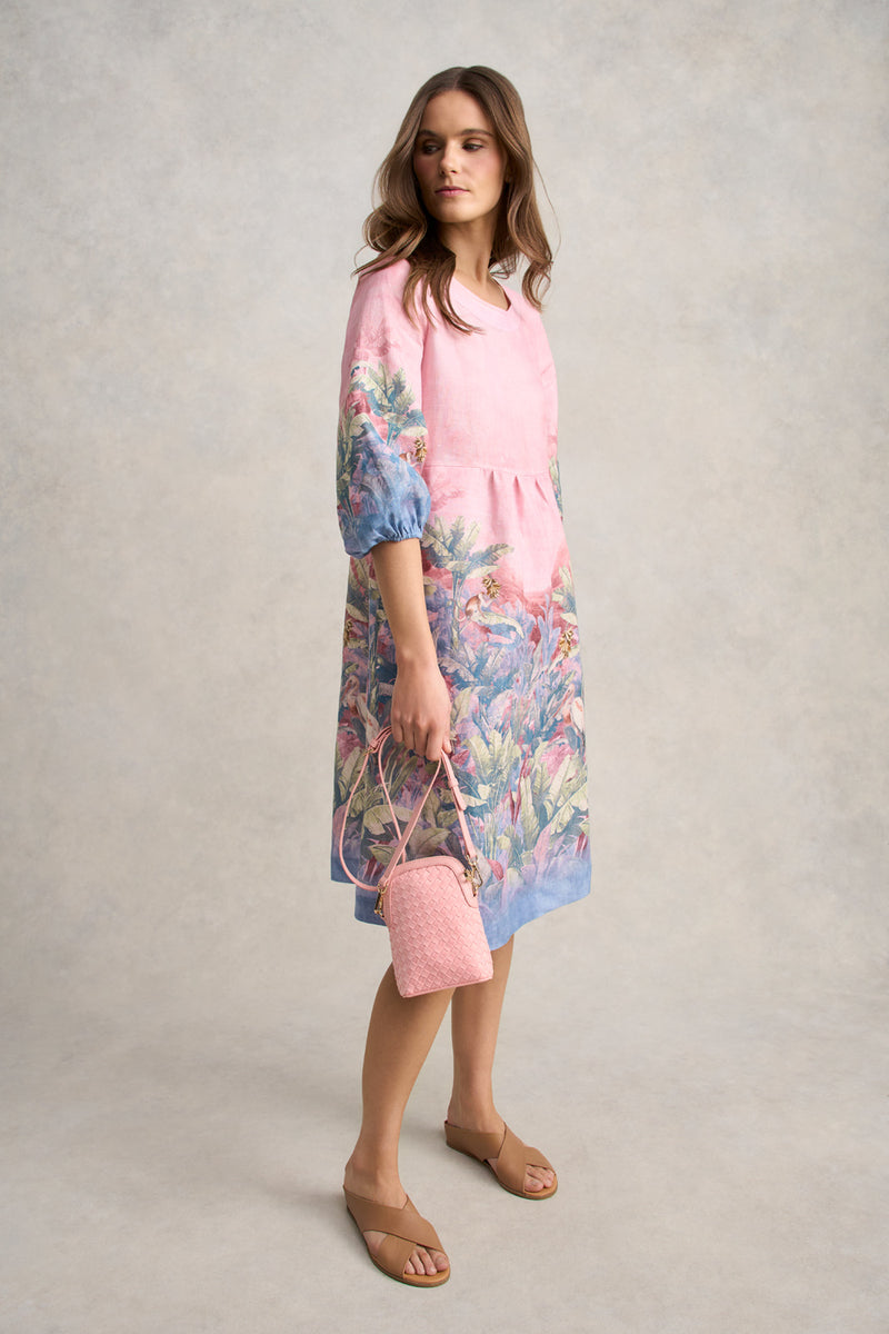 Printed Linen Dress – Sunset Palms Print