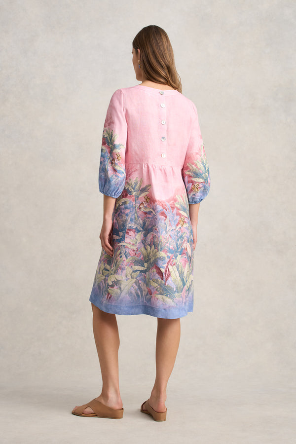 Printed Linen Dress – Sunset Palms Print
