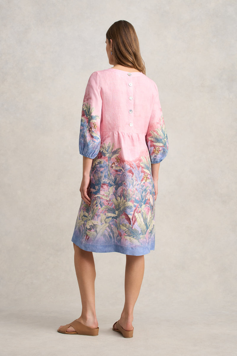 Printed Linen Dress – Sunset Palms Print