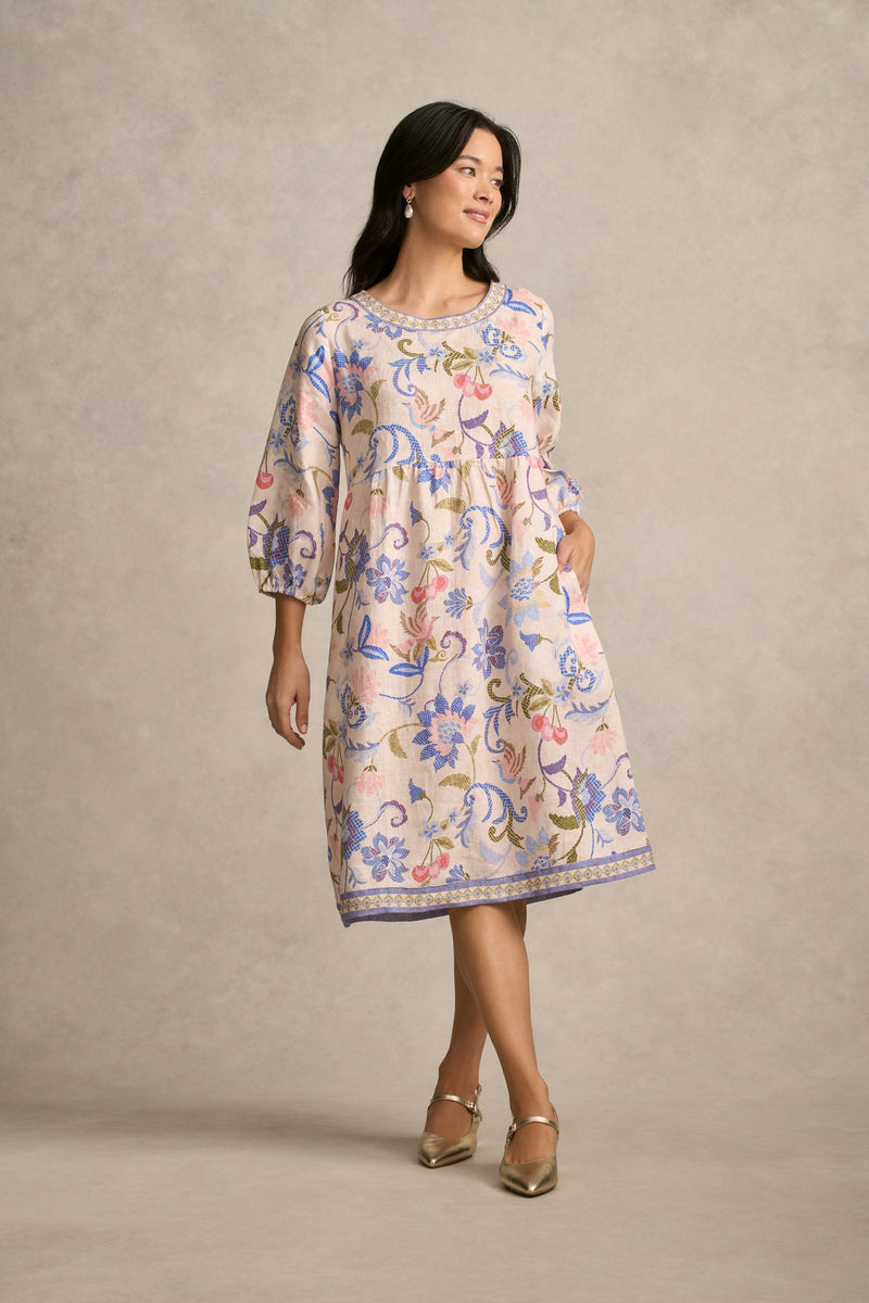 Printed Linen Dress - Mosaic Print
