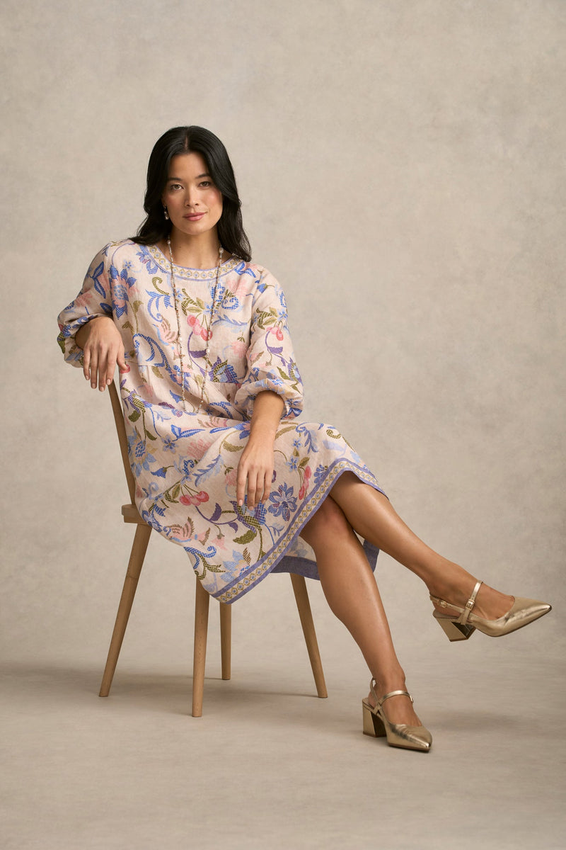 Printed Linen Dress - Mosaic Print