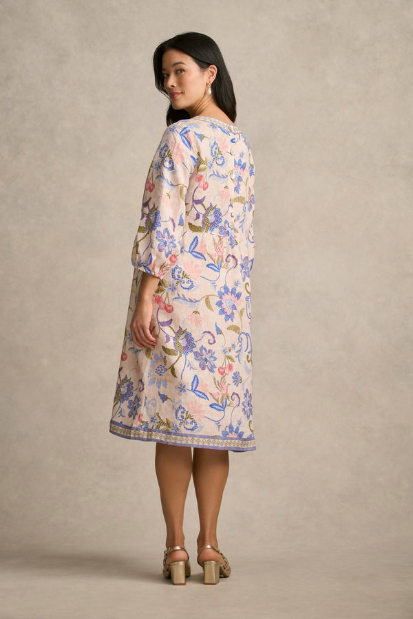 Printed Linen Dress - Mosaic Print