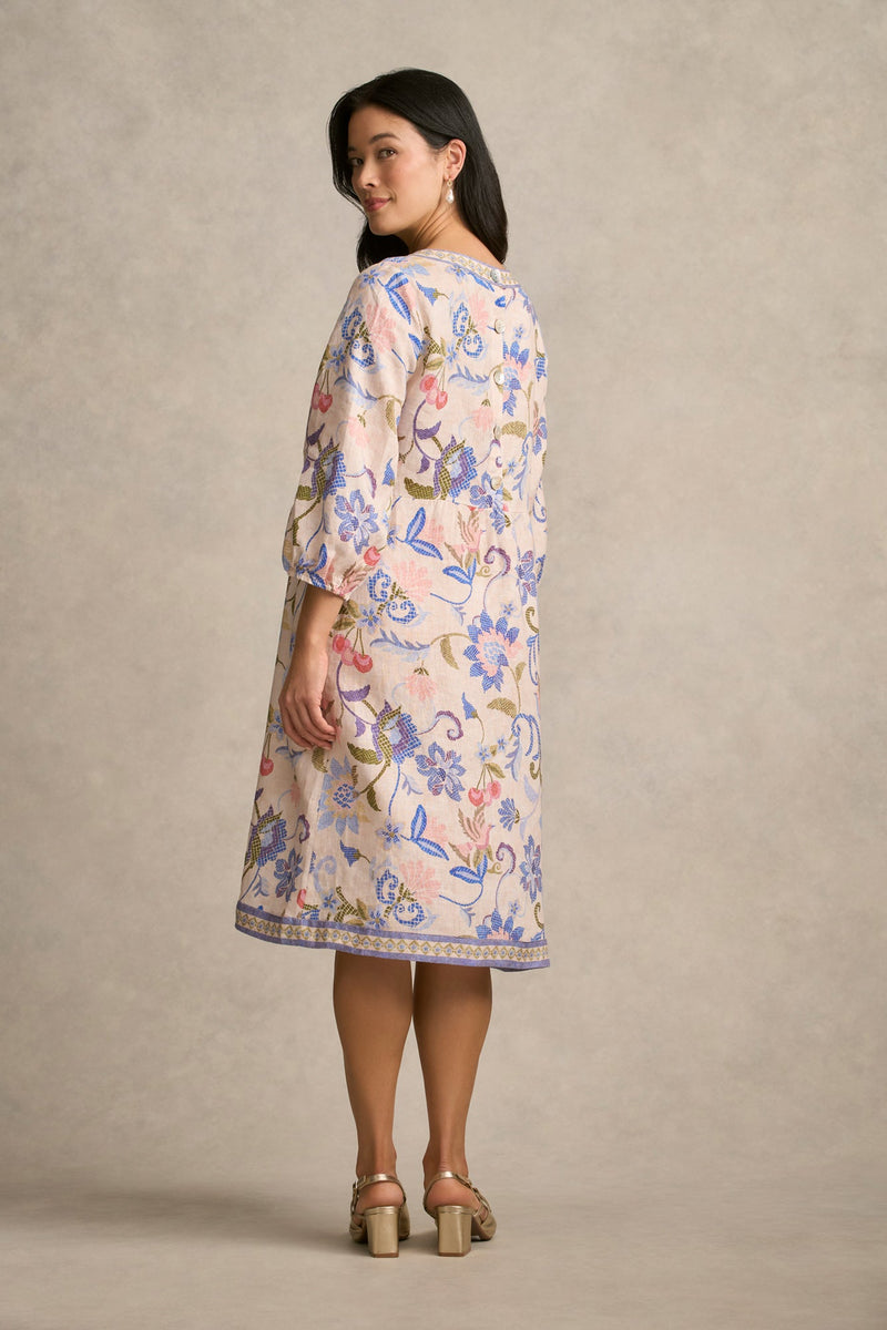 Printed Linen Dress - Mosaic Print