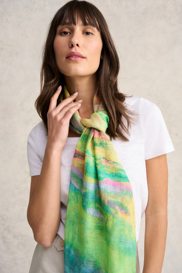 Abstract Landscape Linen Scarf