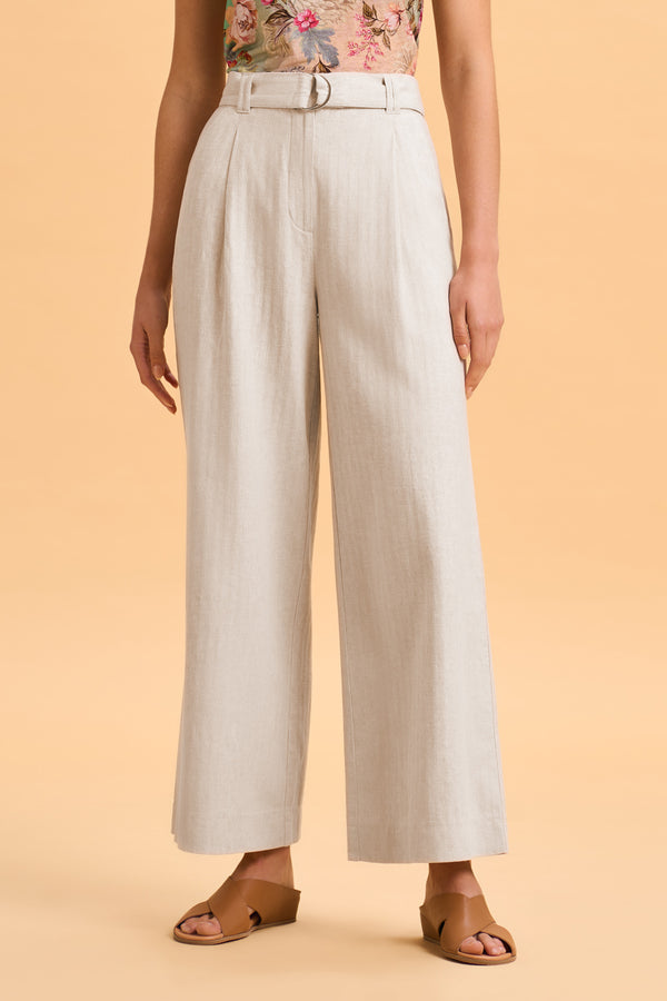 High-Rise Linen-Cotton Pant