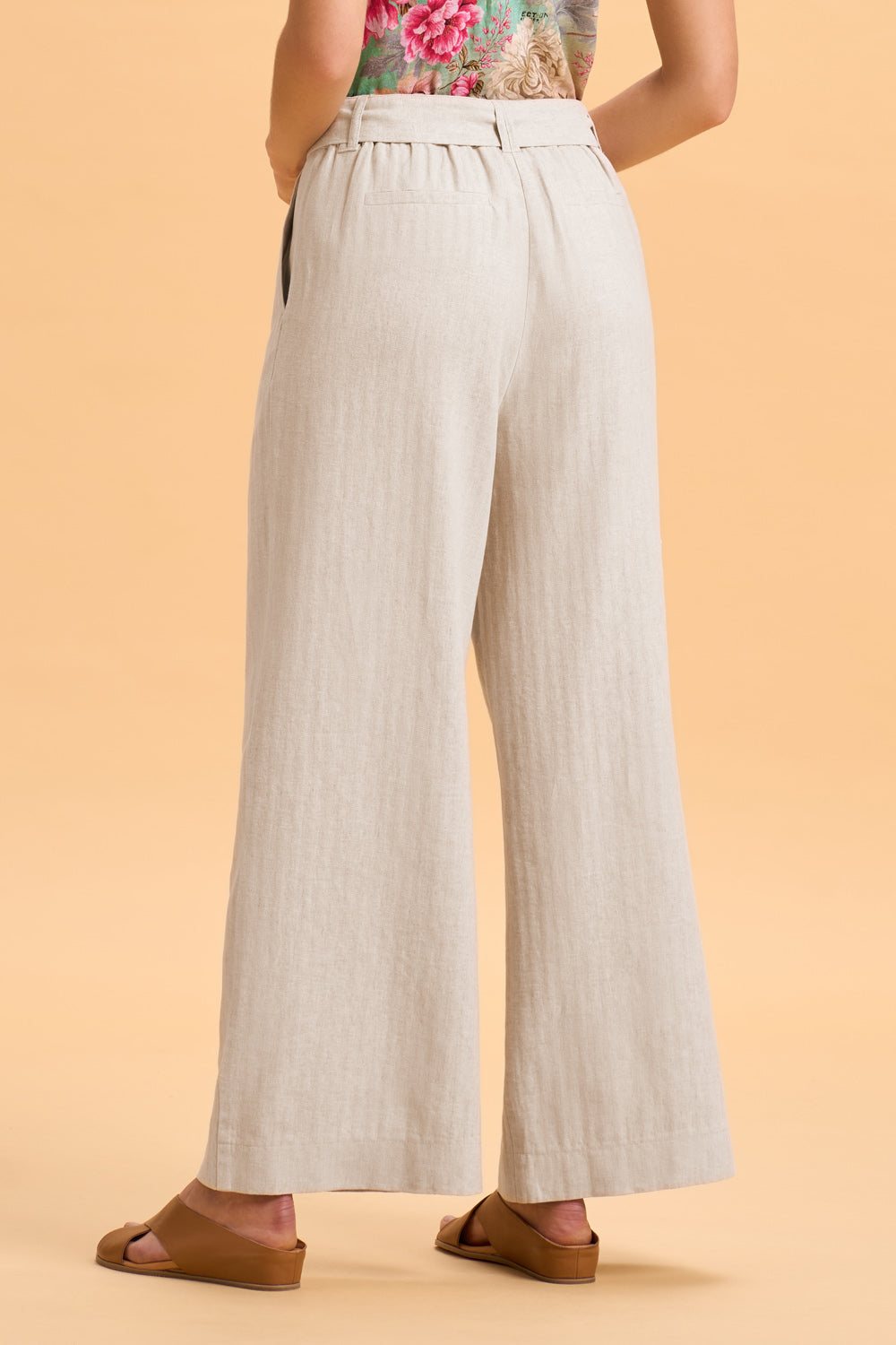 Linen wide hot sale leg pant