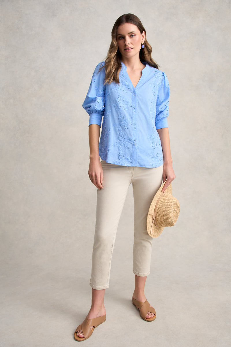 Embroidered Cotton Shirt – Periwinkle Blue