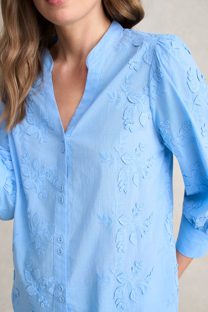 Embroidered Cotton Shirt – Periwinkle Blue