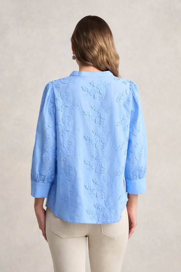 Embroidered Cotton Shirt – Periwinkle Blue