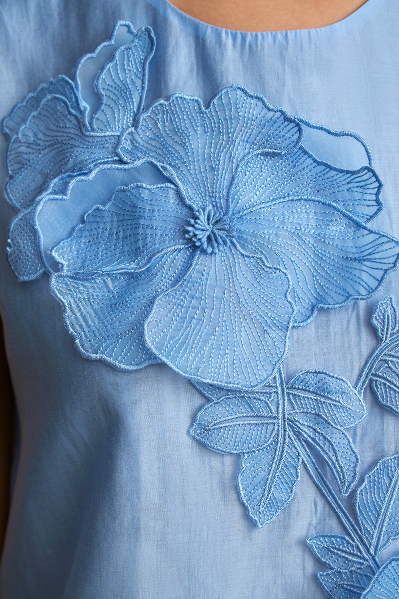 Appliqué Blouse - Sky Blue
