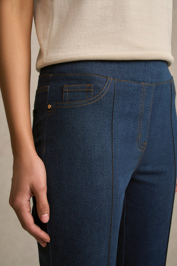 Bengajean® Button Capri - Mid Indigo Wash