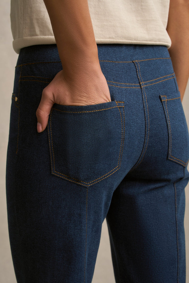 Bengajean® Button Capri - Mid Indigo Wash