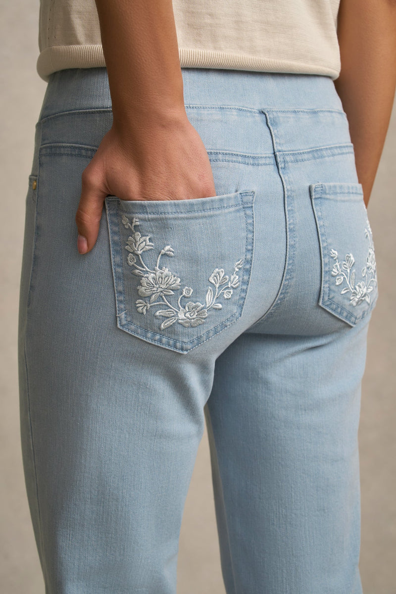 Bengajean® 7/8 Embroidered - Washed Blue Denim