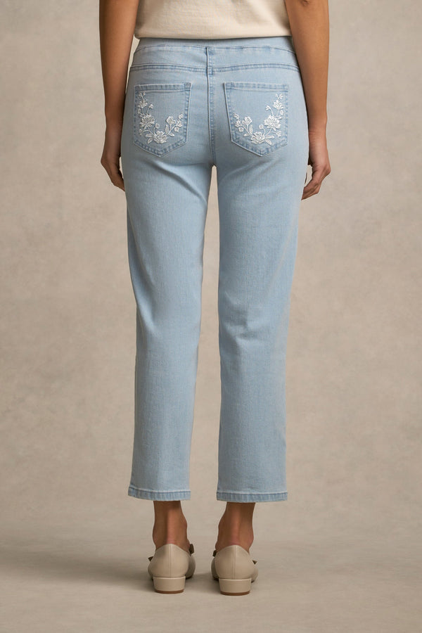 Bengajean® 7/8 Embroidered - Washed Blue Denim