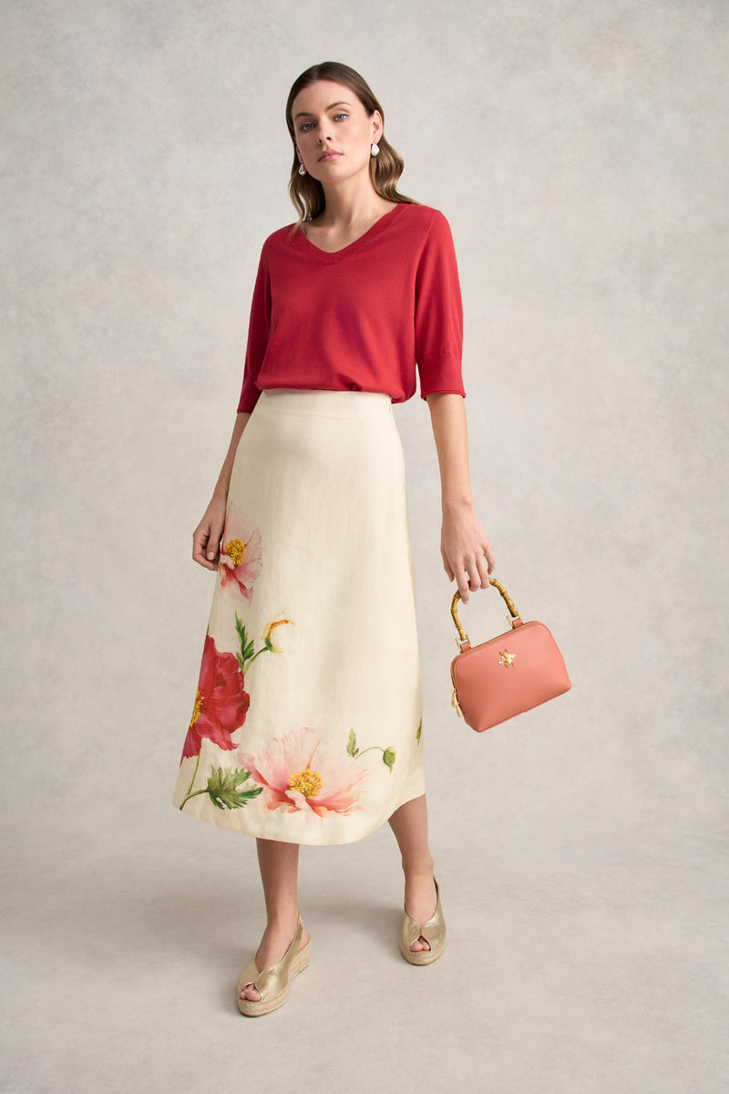 Ramie A-Line Skirt – Poppy Print