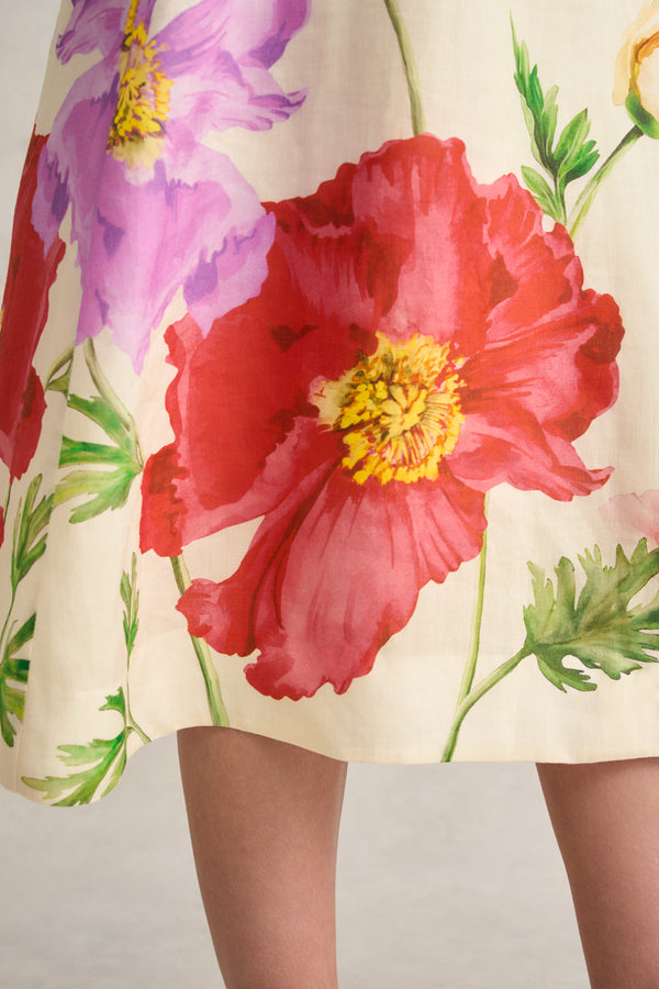 Ramie A-Line Skirt – Poppy Print