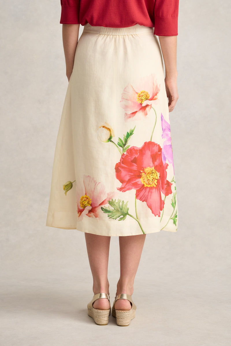 Ramie A-Line Skirt – Poppy Print