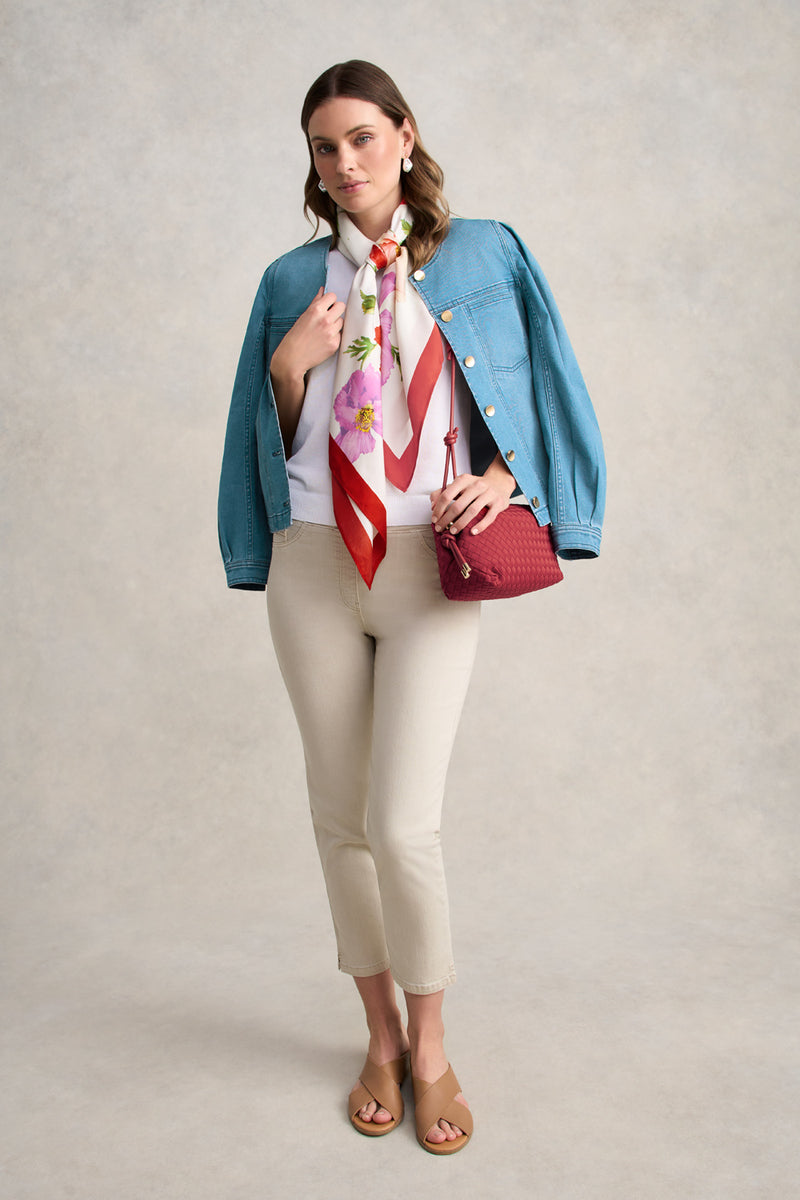 Puff Sleeve Denim Jacket- Mid Denim Blue