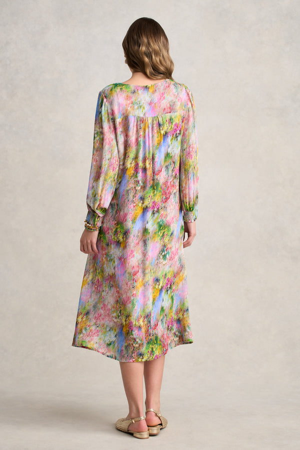 Pintuck Georgette Dress – Meadow Print
