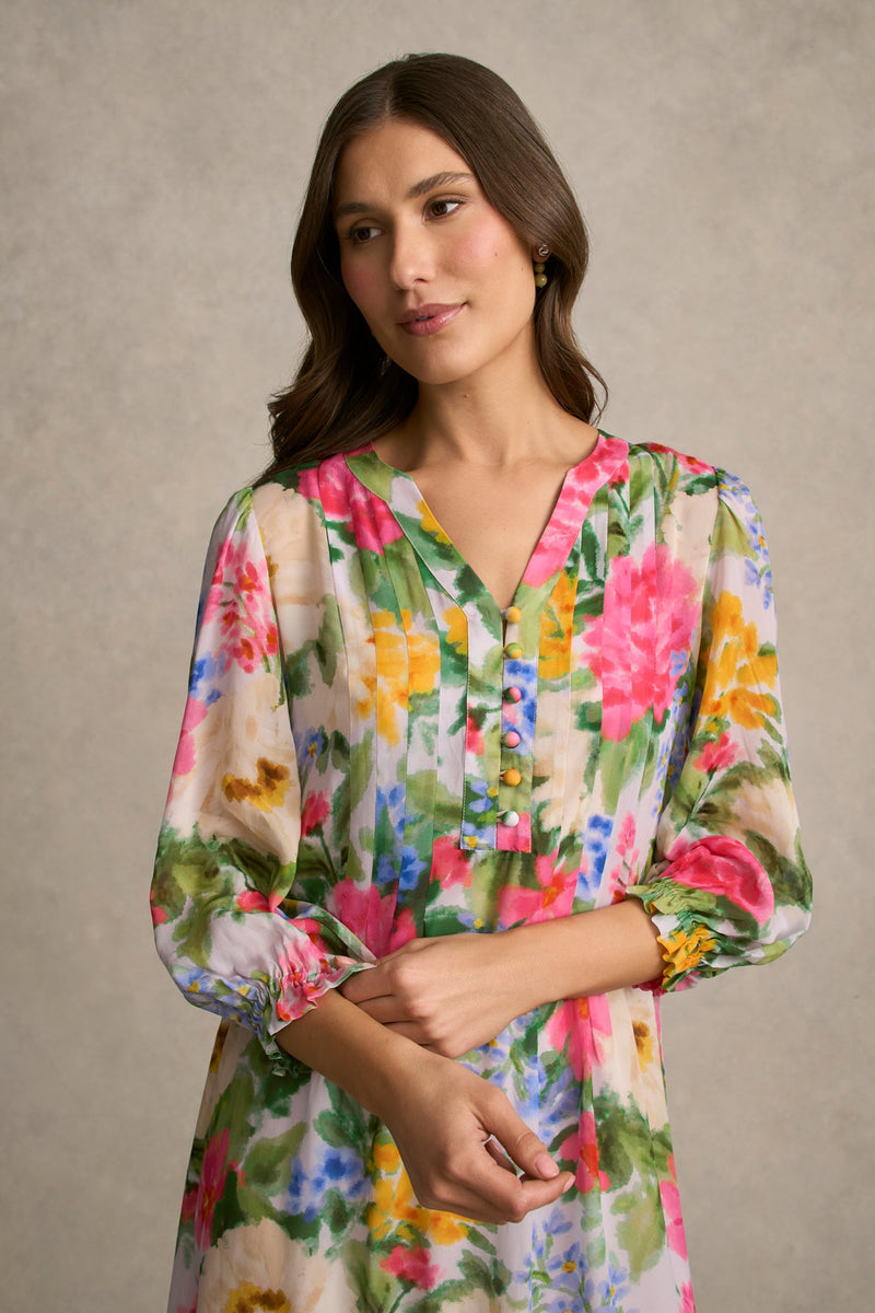 Printed Georgette Dress - Spring Garden Print