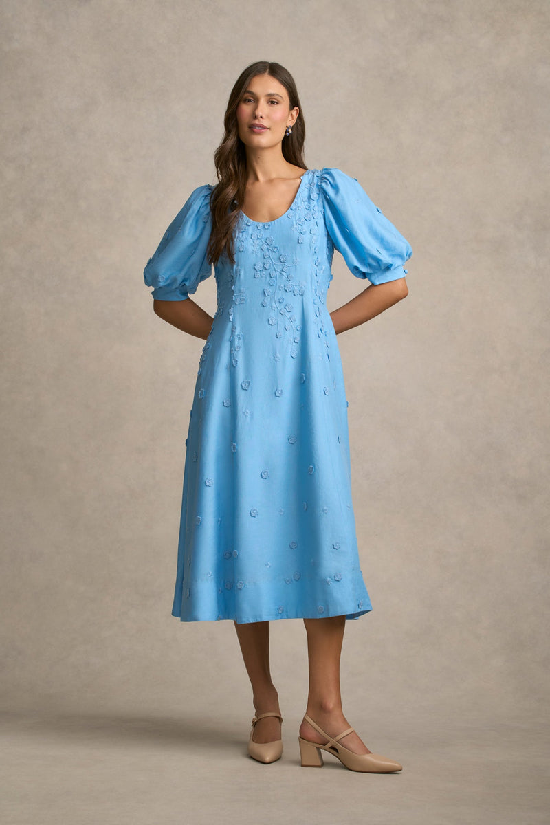 Jacquard Event Dress - Sky Blue